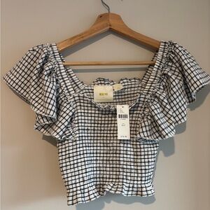 NWT Maeve Black and White Gingham Crop Top